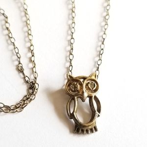Owl necklace vintage Wells 12k gold fill tiny dainty bird animal